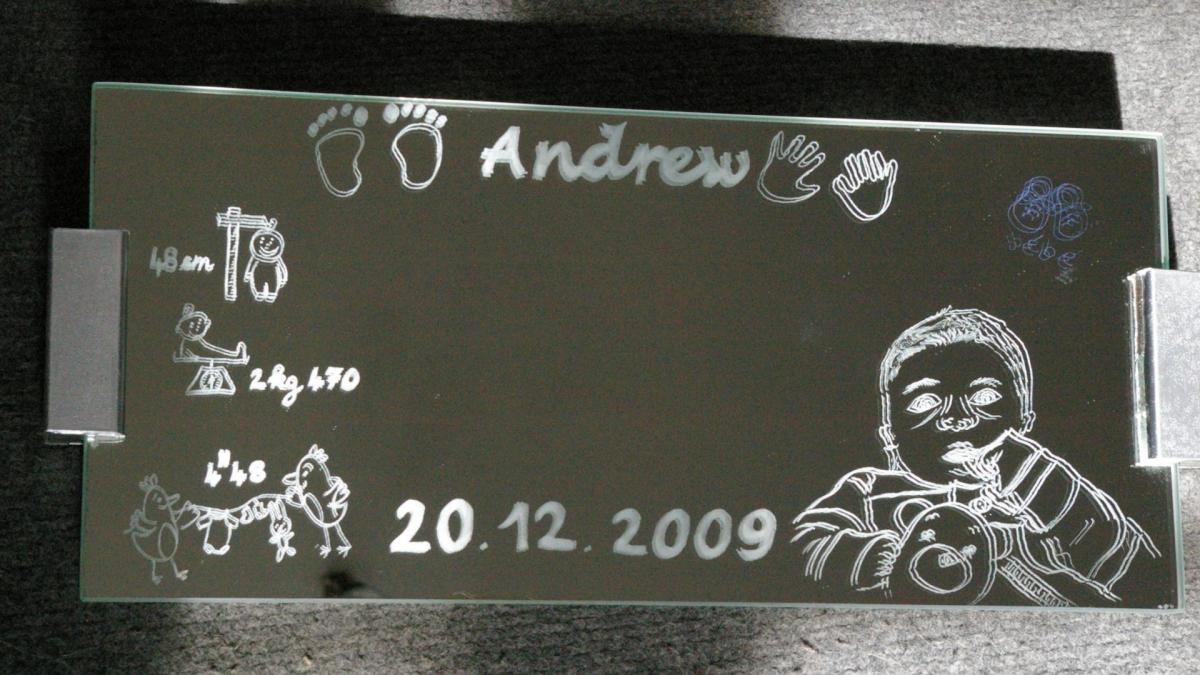 Miroir grave et personnalise pour la naissance d un enfant