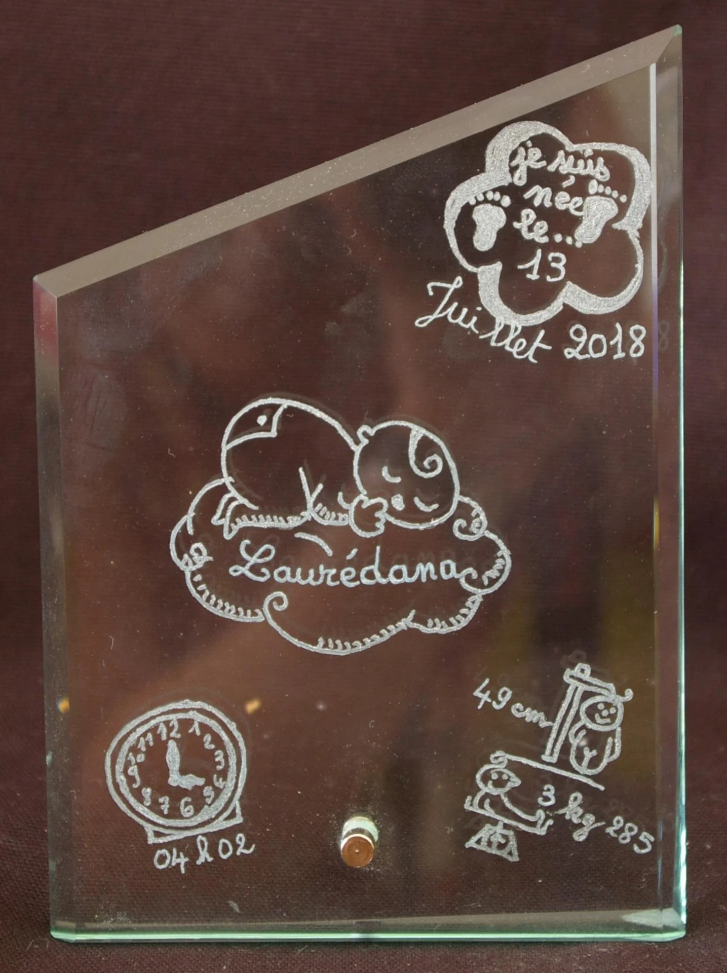 Trophee naissance gravee pour une petite princesse